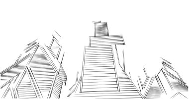 eskiz sanatı, geometrik mimari binalar tasarımı