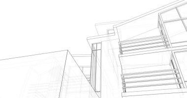 Mimari sanat konseptinde soyut çizgiler, minimum geometrik şekiller. 