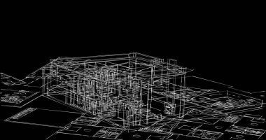 Mimari sanat konseptinde soyut çizgiler, minimum geometrik şekiller. 