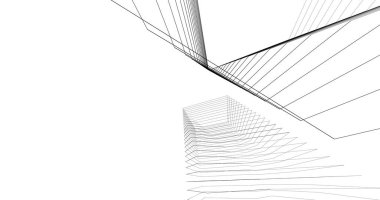 Mimari sanat konseptinde soyut çizgiler, minimum geometrik şekiller. 