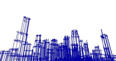 Arkaplanda mimari bina 3d illüstrasyon