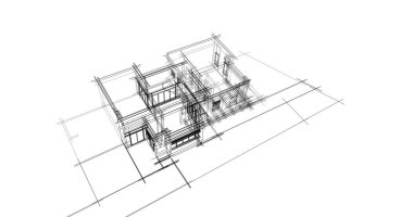 Mimari sanat konseptinde soyut çizgiler, minimum geometrik şekiller. 