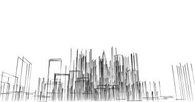 Arkaplanda mimari bina 3d illüstrasyon