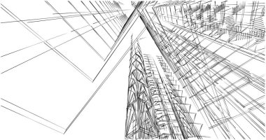 Mimari sanat konseptinde soyut çizgiler, minimum geometrik şekiller. 