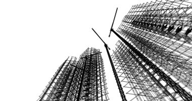 Mimari sanat konseptinde soyut çizgiler, minimum geometrik şekiller. 