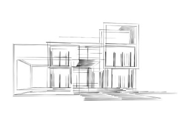 Mimari sanat konseptinde soyut çizgiler, minimum geometrik şekiller. 