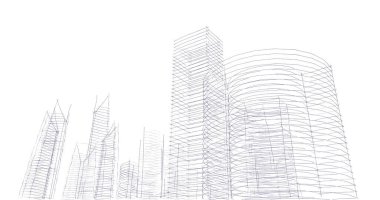 Arkaplanda mimari bina 3d illüstrasyon