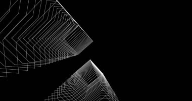 Mimari sanat konseptinde soyut çizgiler, minimum geometrik şekiller. 