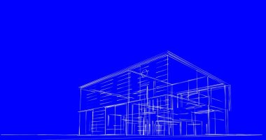 Arkaplanda mimari bina 3d illüstrasyon