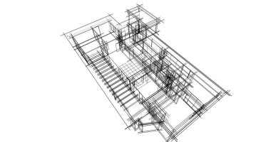 Mimari sanat konseptinde soyut çizgiler, minimum geometrik şekiller. 