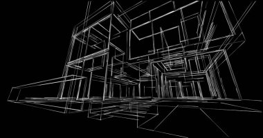 Arkaplanda mimari bina 3d illüstrasyon