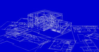 Mimari sanat konseptinde soyut çizgiler, minimum geometrik şekiller. 