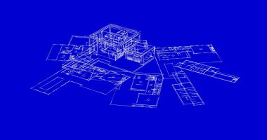 Mimari sanat konseptinde soyut çizgiler, minimum geometrik şekiller. 