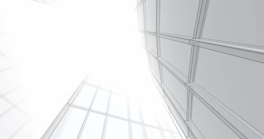 Arkaplanda mimari bina 3d illüstrasyon