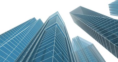 Arkaplanda mimari bina 3d illüstrasyon