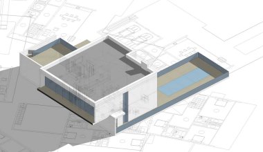 Mimari sanat konseptinde soyut çizgiler, minimum geometrik şekiller. 