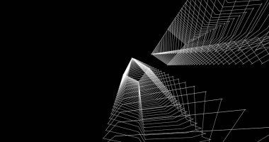 Mimari sanat konseptinde soyut çizgiler, minimum geometrik şekiller. 