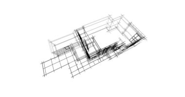 3d mimari duvar kağıdı tasarımı, dijital bina çizimi 