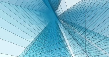 Arkaplanda mimari bina 3d illüstrasyon