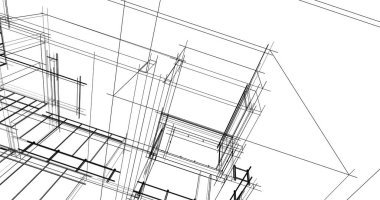 Arkaplanda mimari bina 3d illüstrasyon