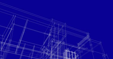 Arkaplanda mimari bina 3d illüstrasyon