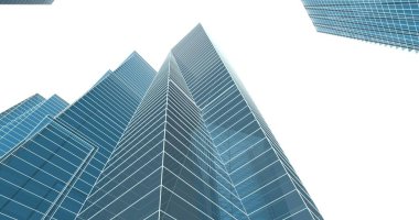 Arkaplanda mimari bina 3d illüstrasyon