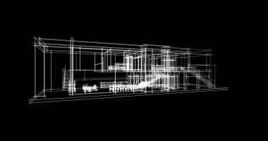 Arkaplanda mimari bina 3d illüstrasyon