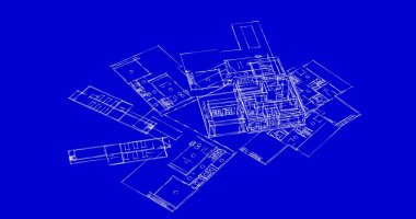Mimari sanat konseptinde soyut çizgiler, minimum geometrik şekiller. 