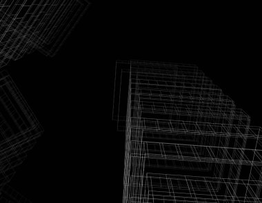 Arkaplanda mimari bina 3d illüstrasyon