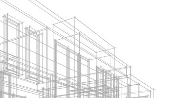 Arkaplanda mimari bina 3d illüstrasyon