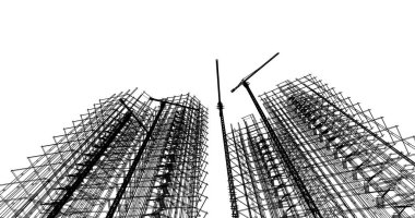 Mimari sanat konseptinde soyut çizgiler, minimum geometrik şekiller. 