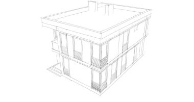 Arkaplanda mimari bina 3d illüstrasyon