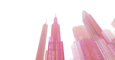 Arkaplanda mimari bina 3d illüstrasyon