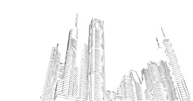 Arkaplanda mimari bina 3d illüstrasyon