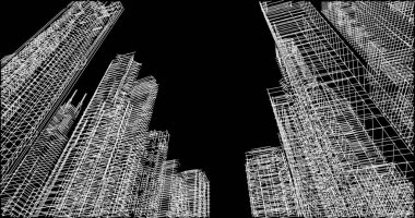 Mimari sanat konseptinde soyut çizgiler, minimum geometrik şekiller. 