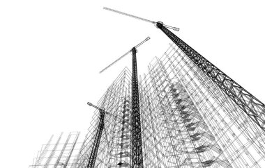 Mimari sanat konseptinde soyut çizgiler, minimum geometrik şekiller. 