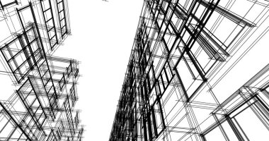 Mimari sanat konseptinde soyut çizgiler, minimum geometrik şekiller. 