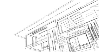 Mimari sanat konseptinde soyut çizgiler, minimum geometrik şekiller. 