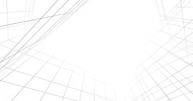 Mimari sanat konseptinde soyut çizgiler, minimum geometrik şekiller. 