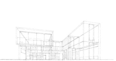 Arkaplanda mimari bina 3d illüstrasyon