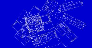 Mimari sanat konseptinde soyut çizgiler, minimum geometrik şekiller. 