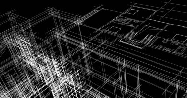 Mimari sanat konseptinde soyut çizgiler, minimum geometrik şekiller. 