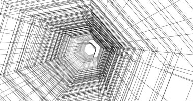 Arkaplanda mimari bina 3d illüstrasyon