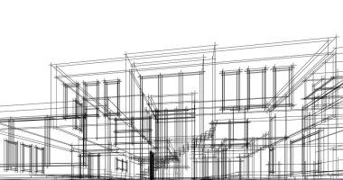 Mimari sanat konseptinde soyut çizgiler, minimum geometrik şekiller. 