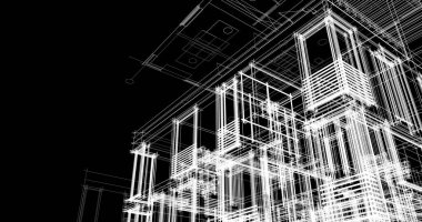 Mimari sanat konseptinde soyut çizgiler, minimum geometrik şekiller. 