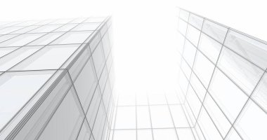 Arkaplanda mimari bina 3d illüstrasyon