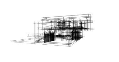 Mimari sanat konseptinde soyut çizgiler, minimum geometrik şekiller. 