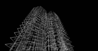 Mimari sanat konseptinde soyut çizgiler, minimum geometrik şekiller. 