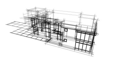 Mimari sanat konseptinde soyut çizgiler, minimum geometrik şekiller. 