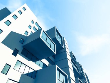 Arkaplanda mimari bina 3d illüstrasyon